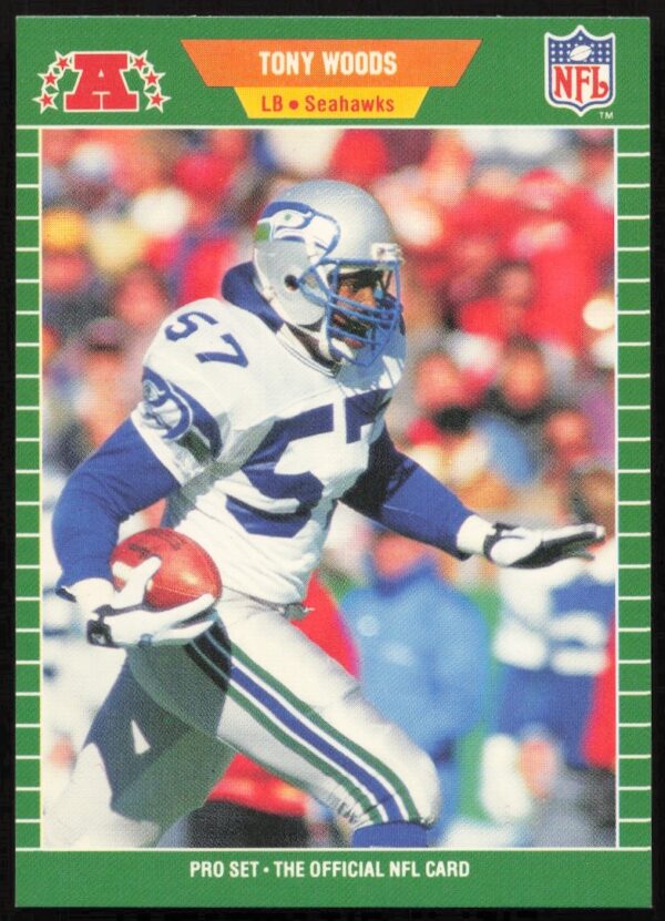 Tony Woods 1989 Pro Set Football Card #406 Front NFL Player Action Shot