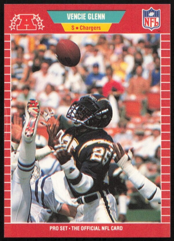 Vencie Glenn 1989 Pro Set football card #359, featuring mid-action pose in uniform.