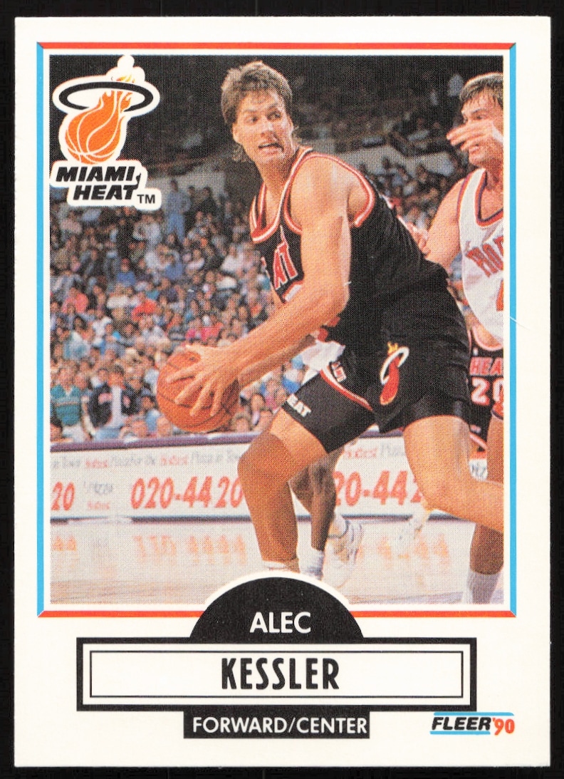 Alec Kessler 1990 Fleer Basketball Card #U-50 showing him in-game action.