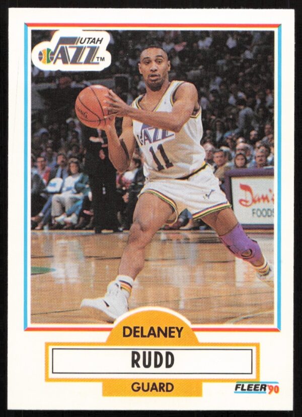 Delaney Rudd 1990-91 Fleer Update Card #U-96 Front Image, Basketball Uniform and Team Details.