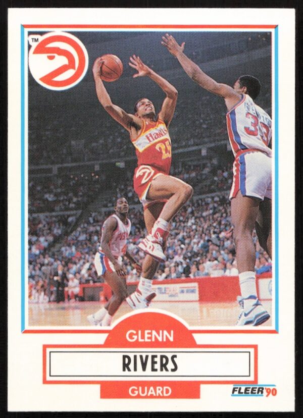 Front view of 1990-91 Fleer Update card #U-3 featuring Glenn Rivers in action.
