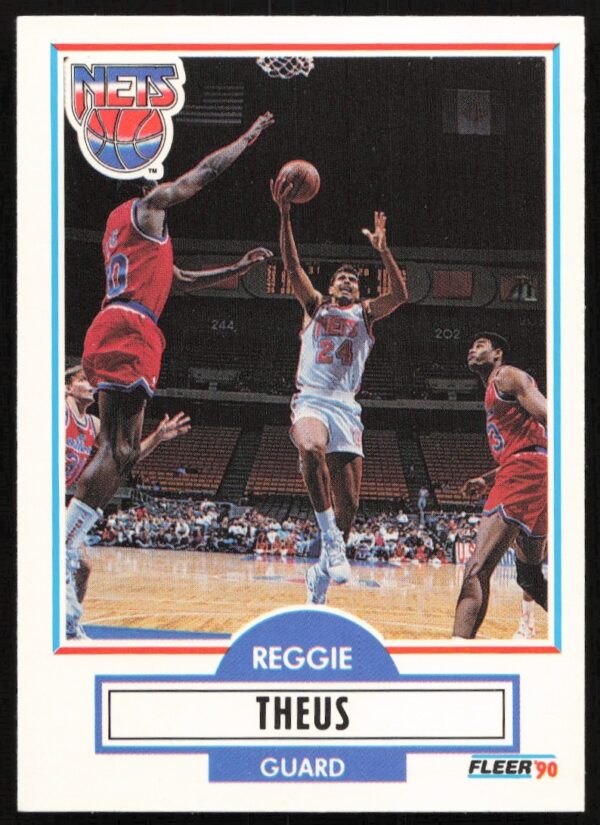 Reggie Theus 1990-91 Fleer Update #U-62 card front in action pose.