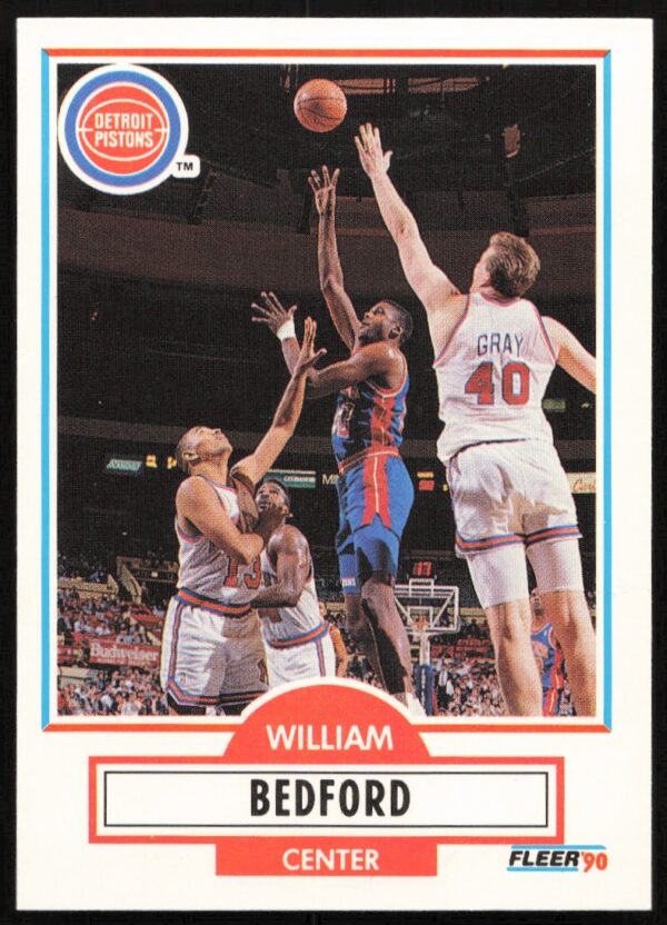 William Bedford Fleer 1990-91 Basketball Card #U-28 Front, Vintage Collectible.