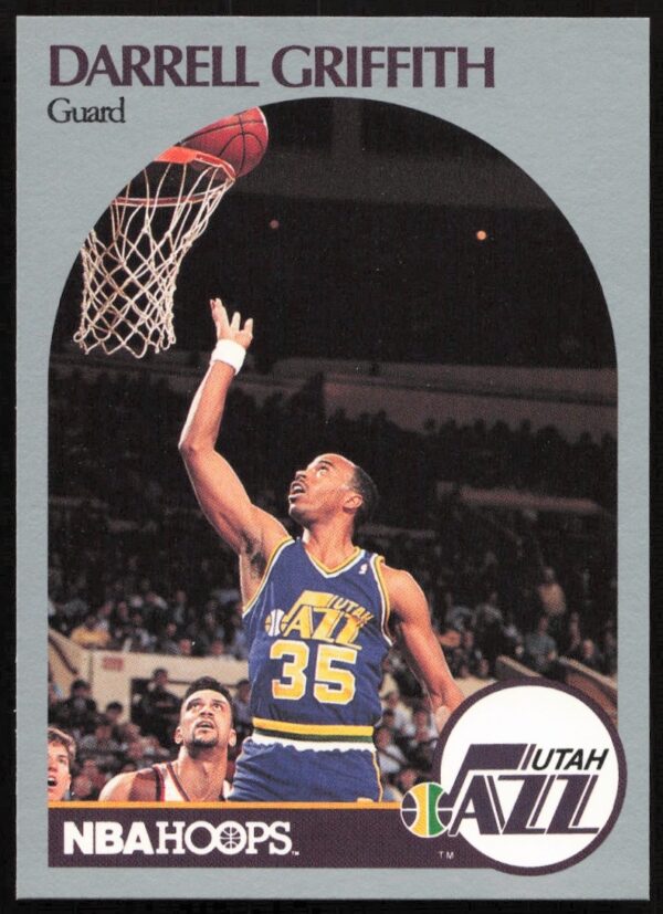 Darrell Griffith 1990-91 Hoops Card #289, Utah Jazz action shot, vintage basketball trading card.