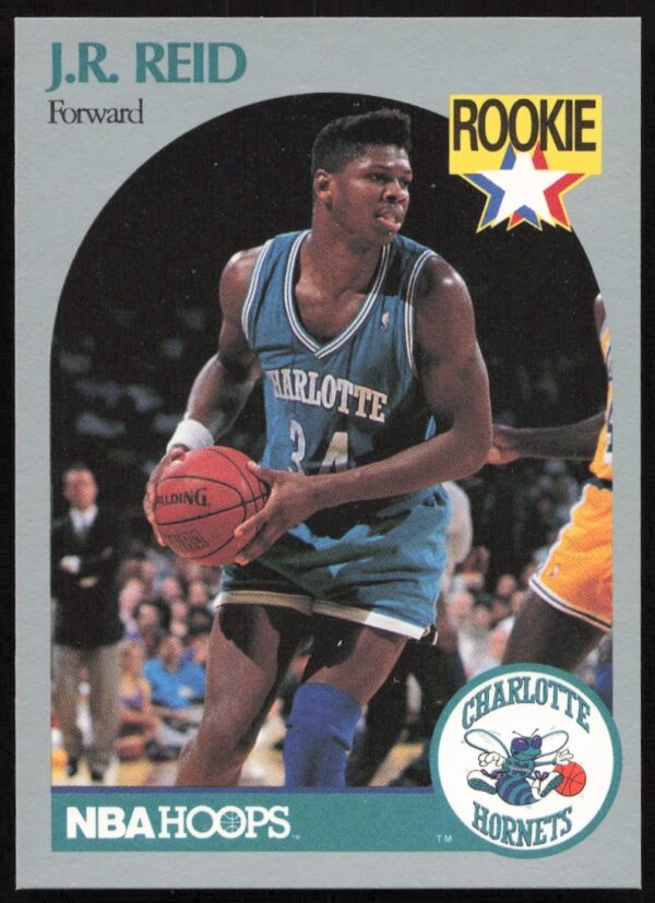 J.R. Reid 1990-91 Hoops NBA Card #57, Charlotte Hornets Front Image.