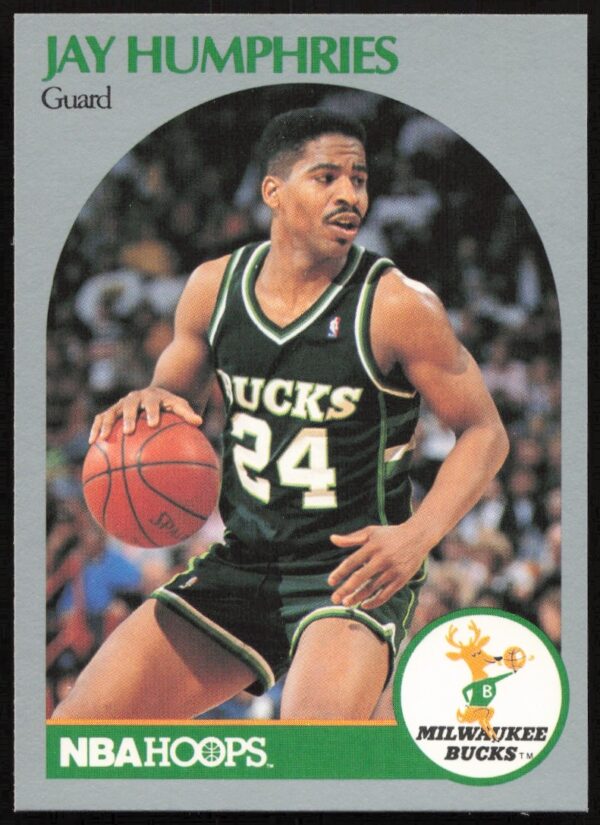Jay Humphries 1990-91 Hoops Basketball Card #175 – Action Shot, In-Game.