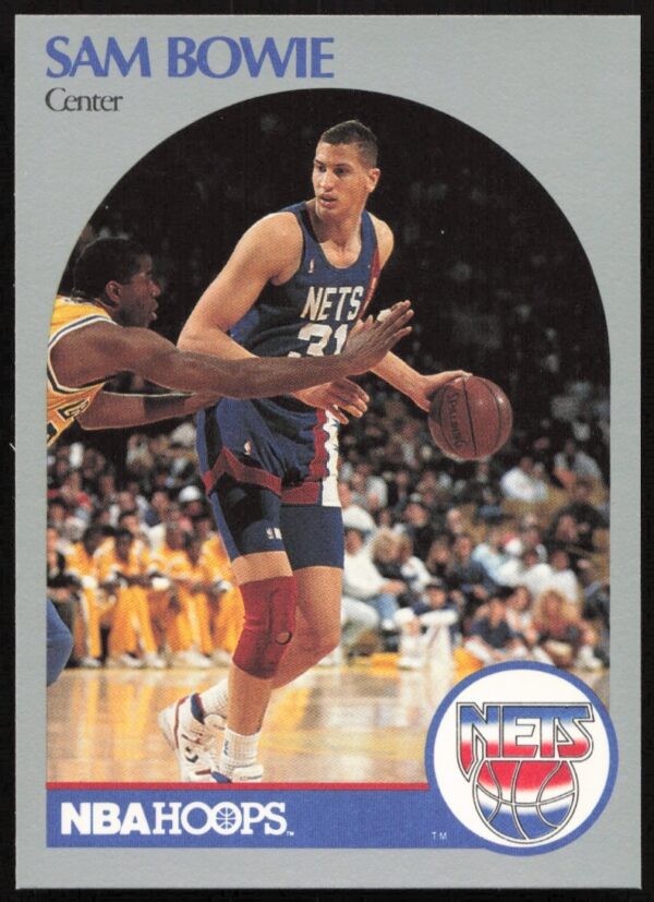 Hoops Basketball 1990-91 Sam Bowie Card #194, featuring action shot in team uniform.