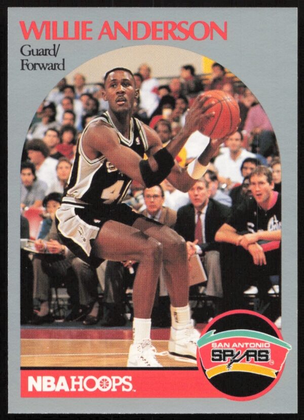 Willie Anderson 1990-91 NBA Hoops Card #86, San Antonio Spurs Action Shot.