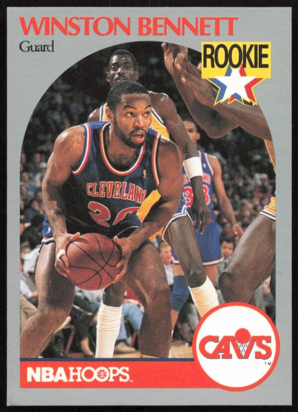 Front view of Winston Bennett 1990-91 Hoops basketball card, number 263.