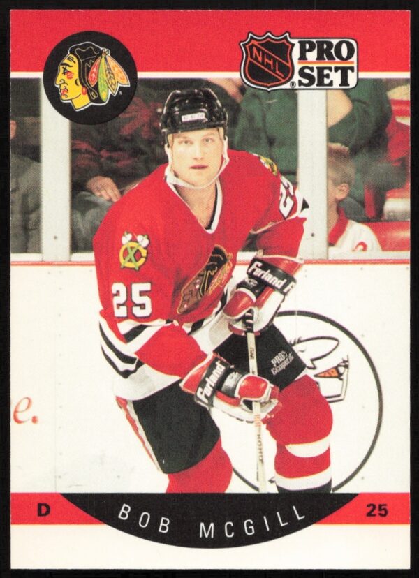 Bob McGill 1990-91 Pro Set Hockey Card #55 in-action on ice.
