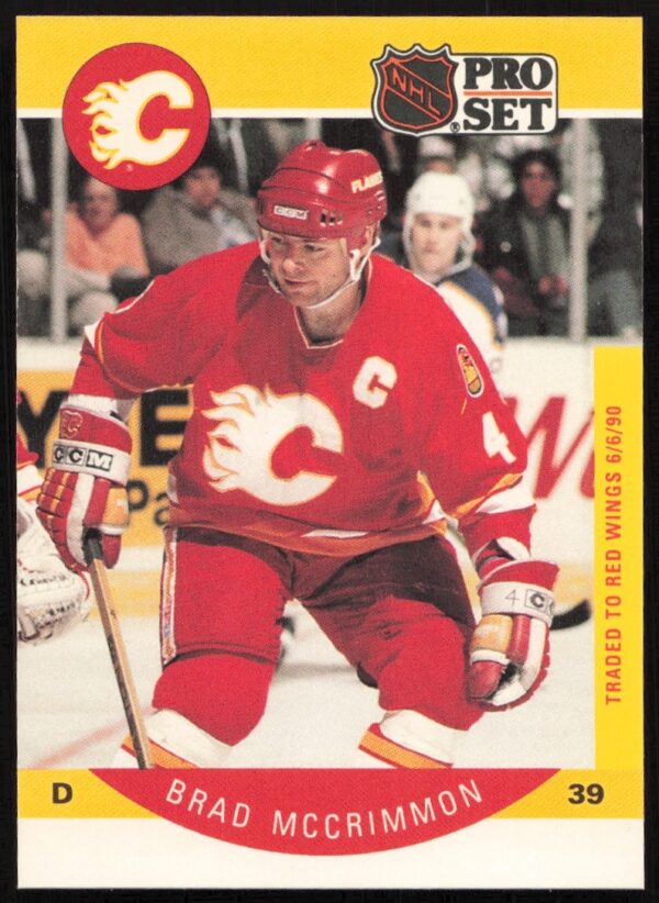 1990-91 Pro Set Brad McCrimmon card with incorrect player number error on the front.