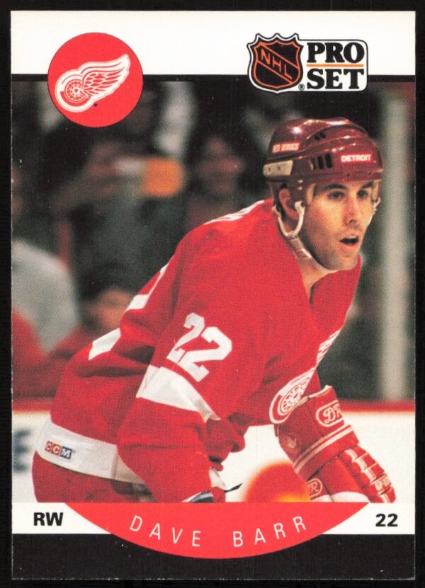 1990-91 Pro Set Hockey Card Front: Dave Barr, Detroit Red Wings, #65.