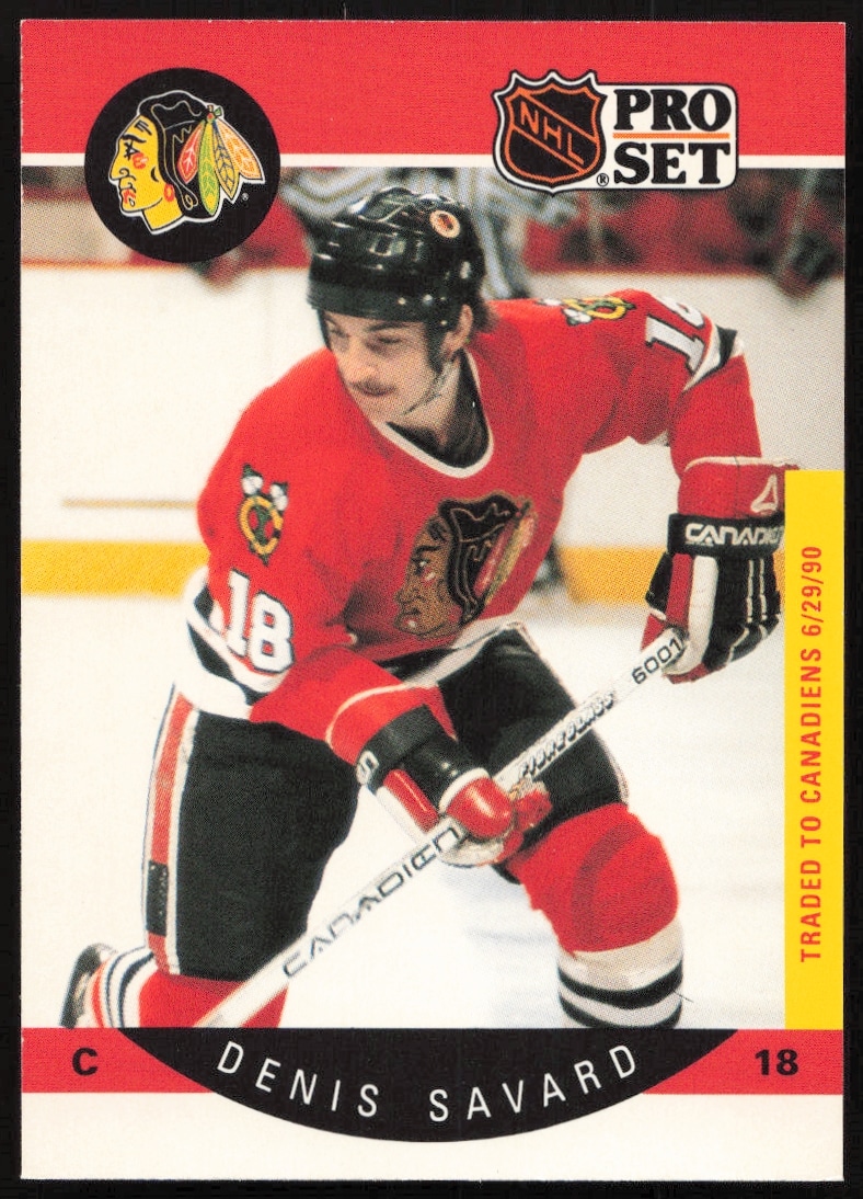 Denis Savard 1990-91 Pro Set Hockey Card #59 in Blackhawks Jersey.