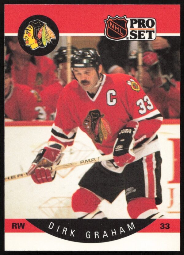 Dirk Graham 1990-91 Pro Set Hockey Card #51, Chicago Blackhawks.