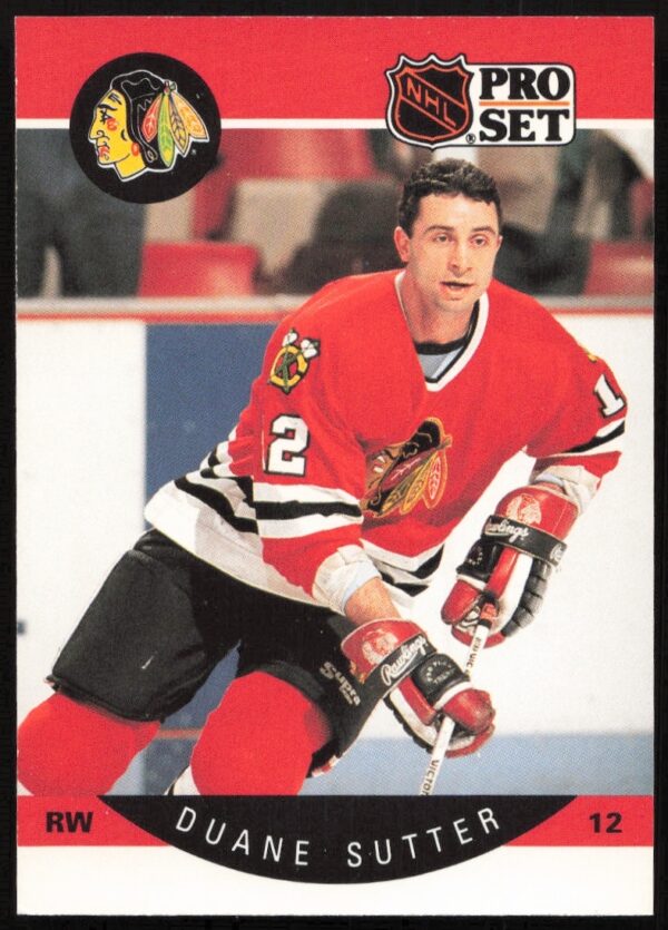 Duane Sutter 1990-91 Pro Set Hockey Card #61, action shot in NHL jersey.