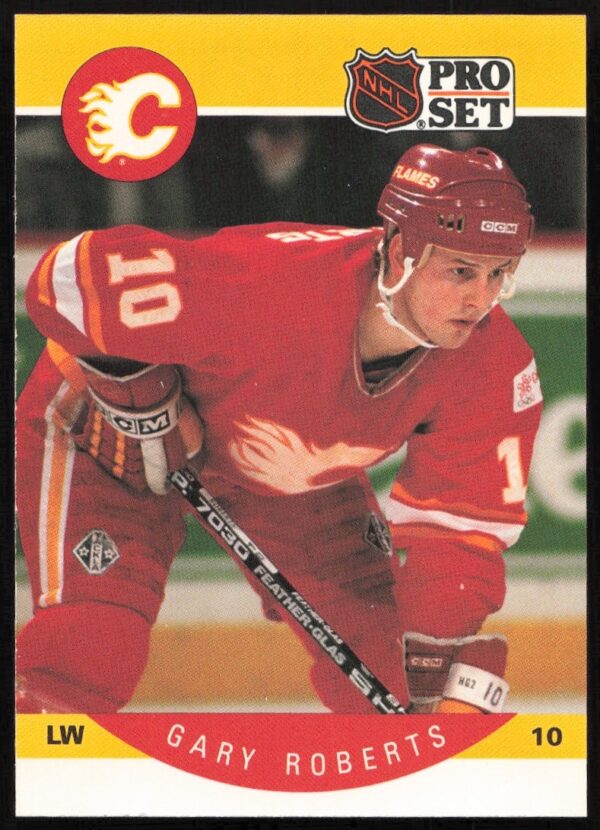 Gary Roberts 1990-91 Pro Set Hockey Card #45, Calgary Flames Action Shot.