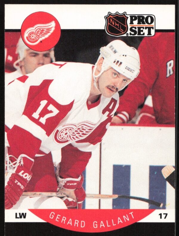 Hockey player Gerard Gallant in uniform, 1990-91 Pro Set card #71.
