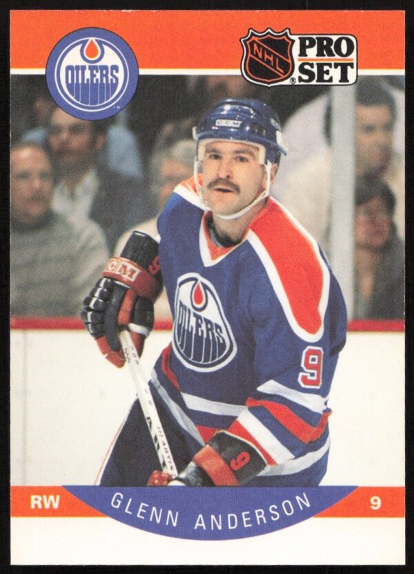 1990-91 Pro Set Glenn Anderson Hockey Card #81, Edmonton Oilers, Action Shot