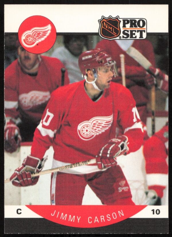 1990-91 Pro Set Hockey Card #67 featuring Jimmy Carson in action.
