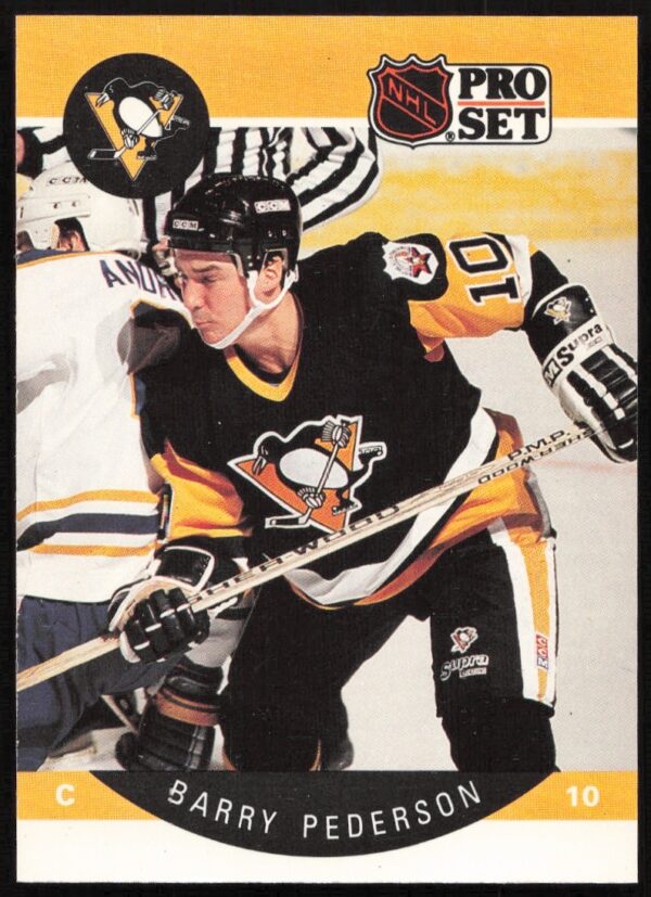 Barry Pederson 1990-91 NHL Pro Set Card #238 featuring action shot in hockey uniform.