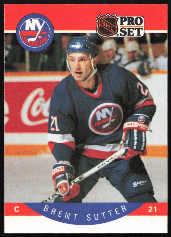 Brent Sutter 1990-91 Pro Set NHL trading card, New York Islanders, card #191, collectible.