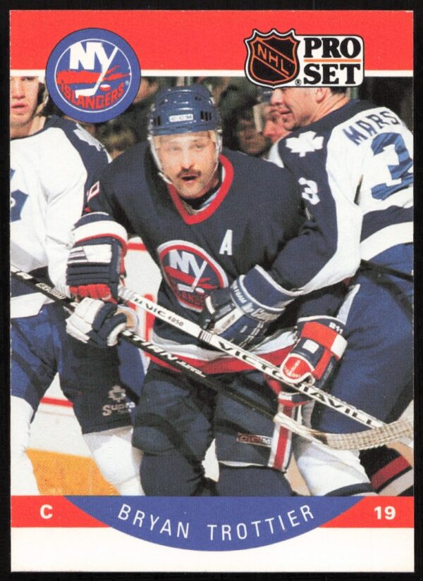 Bryan Trottier 1990-91 NHL Pro Set Card #192 in New York Islanders uniform.