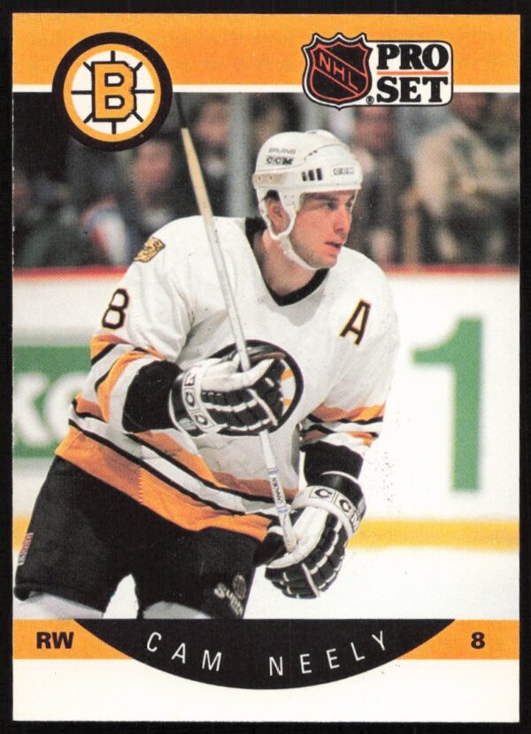 Cam Neely 1990-91 NHL Hockey Card #11, Boston Bruins Forward in Action.