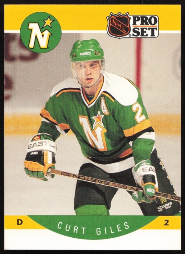 Curt Giles 1990-91 NHL Pro Set Hockey Card #140 showcasing action pose.