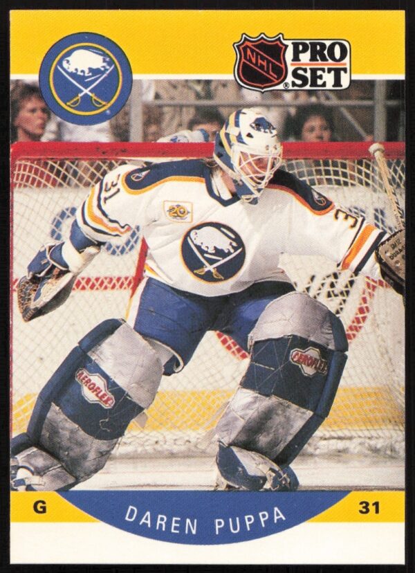 Daren Puppa 1990-91 NHL Pro Set Card #27, Buffalo Sabres.