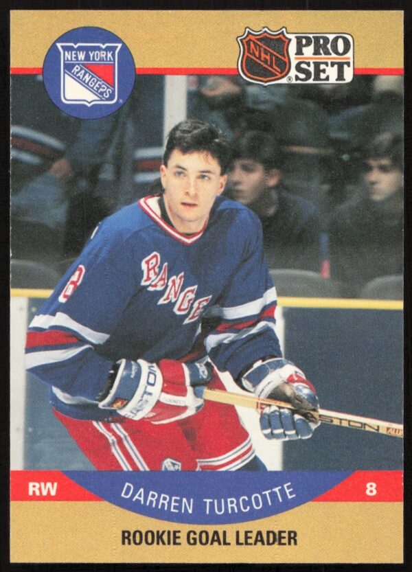 Darren Turcotte 1990-91 NHL Pro Set trading card #400, New York Rangers uniform.