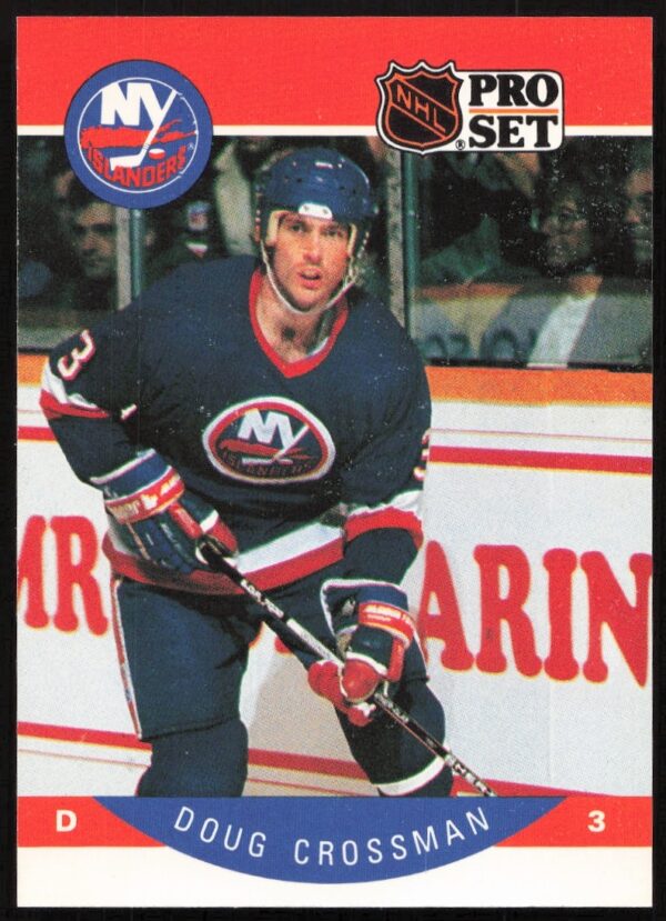 Doug Crossman 1990-91 NHL Pro Set trading card #179, dynamic hockey action shot.