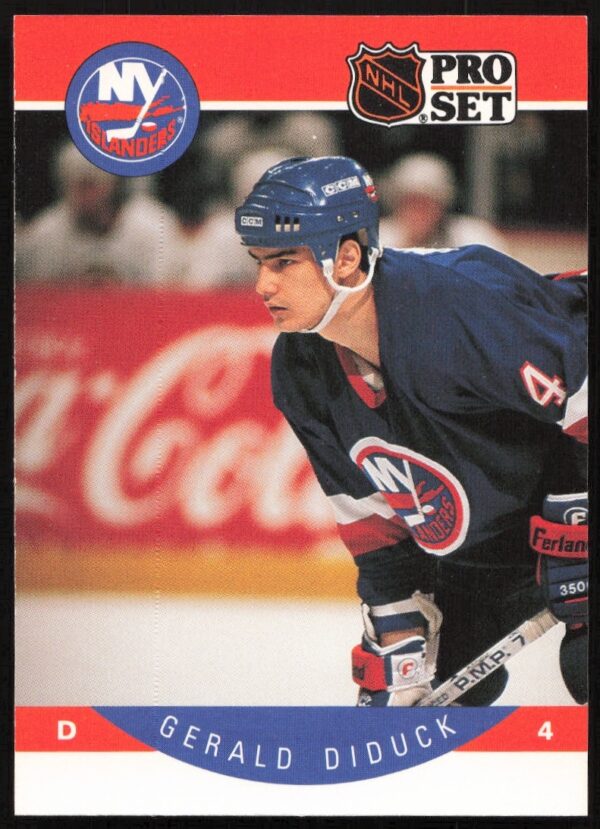 Gerald Diduck in 1990-91 Pro Set NHL Card #180, displaying action shot in uniform.