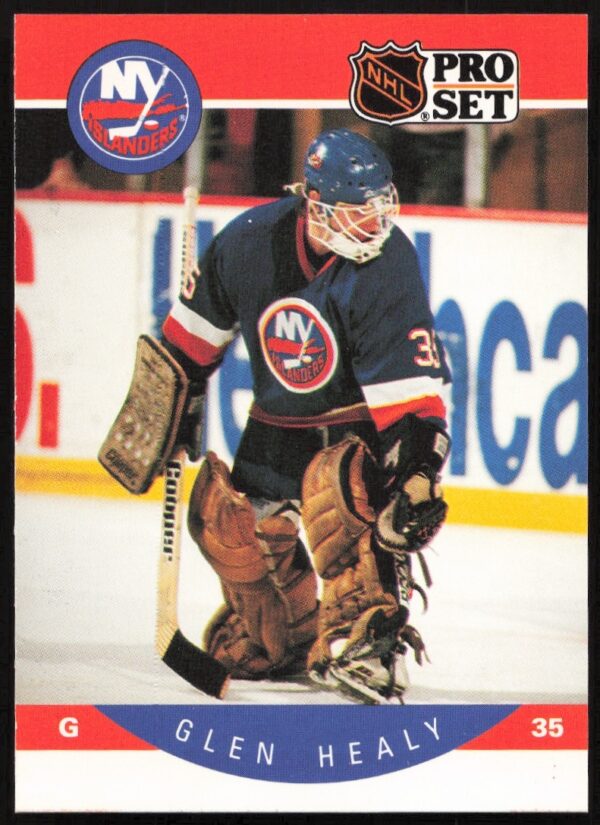 Glenn Healy Pro Set NHL 1990-91 Card #183, Goalie Action Pose.