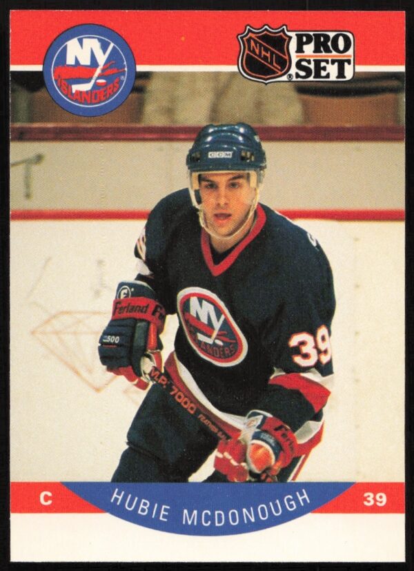 Front of 1990-91 NHL Pro Set Hubie McDonough trading card, number 188.
