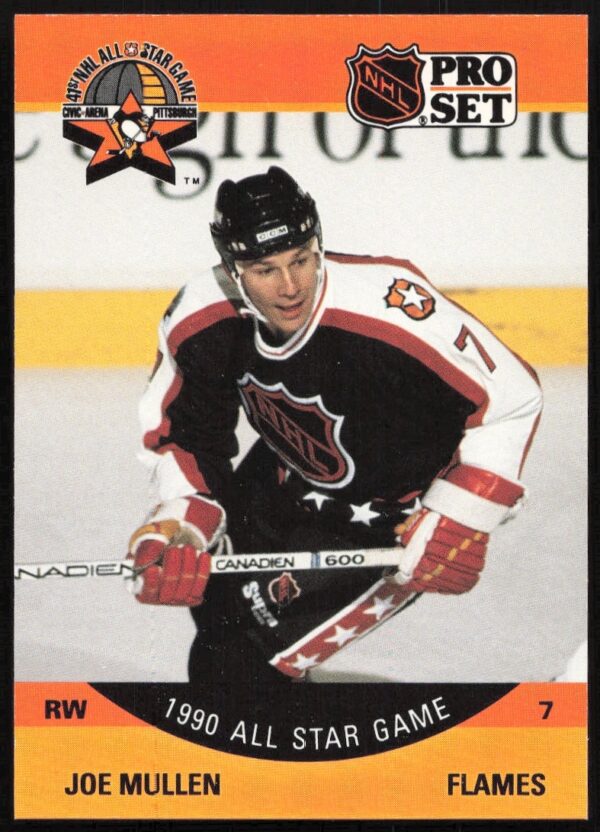 Joe Mullen 1990-91 Pro Set NHL Card #343, showcasing player in team uniform.