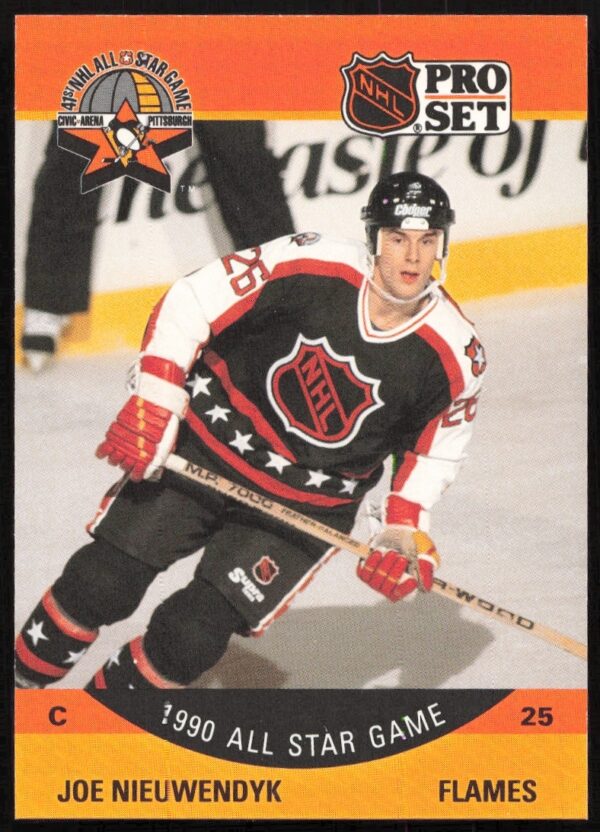 Joe Nieuwendyk 1990-91 NHL card #344 in Calgary Flames jersey, ready to play.