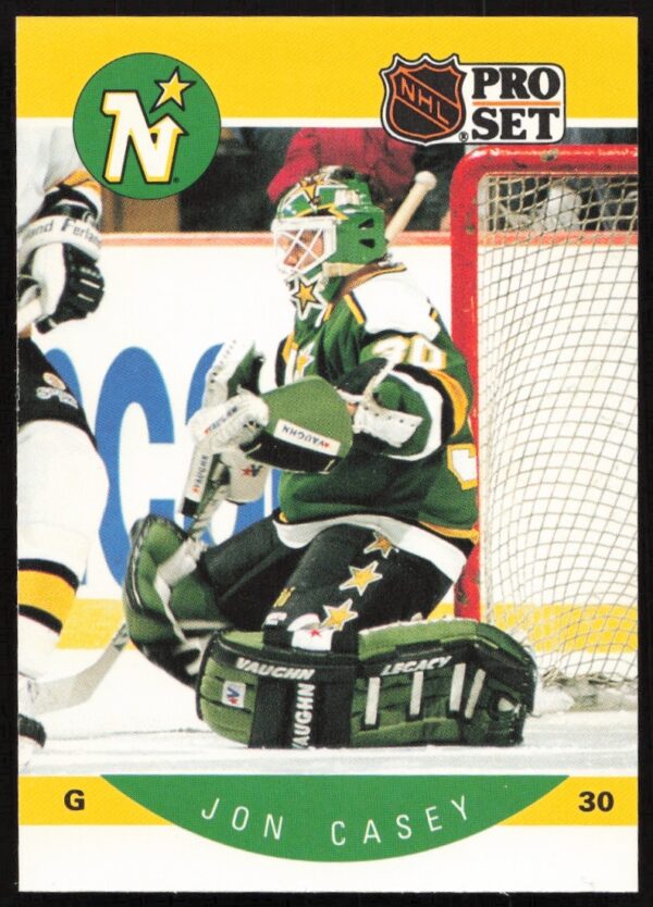 Jon Casey 1990-91 Pro Set NHL Trading Card #133 Front, Minnesota North Stars Goalie.