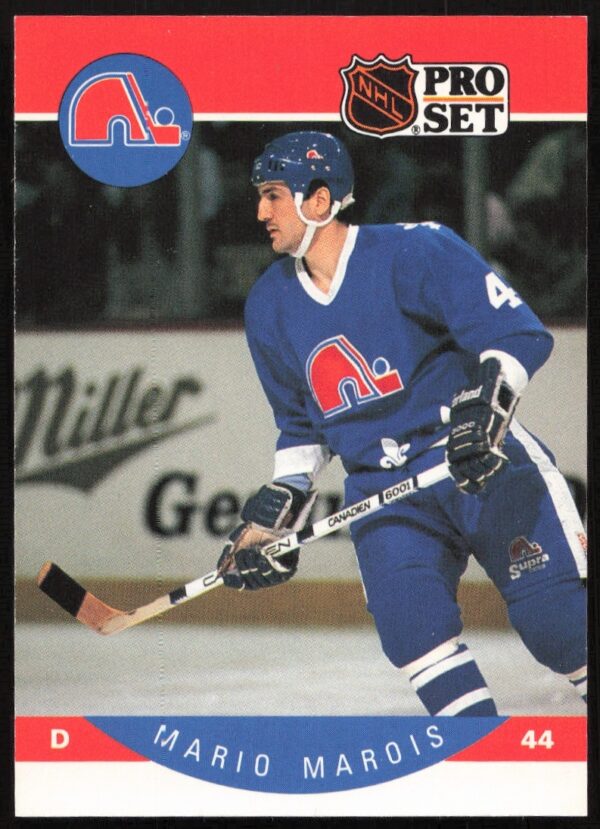 1990-91 Pro Set NHL Card featuring Mario Marois in uniform, card #253.
