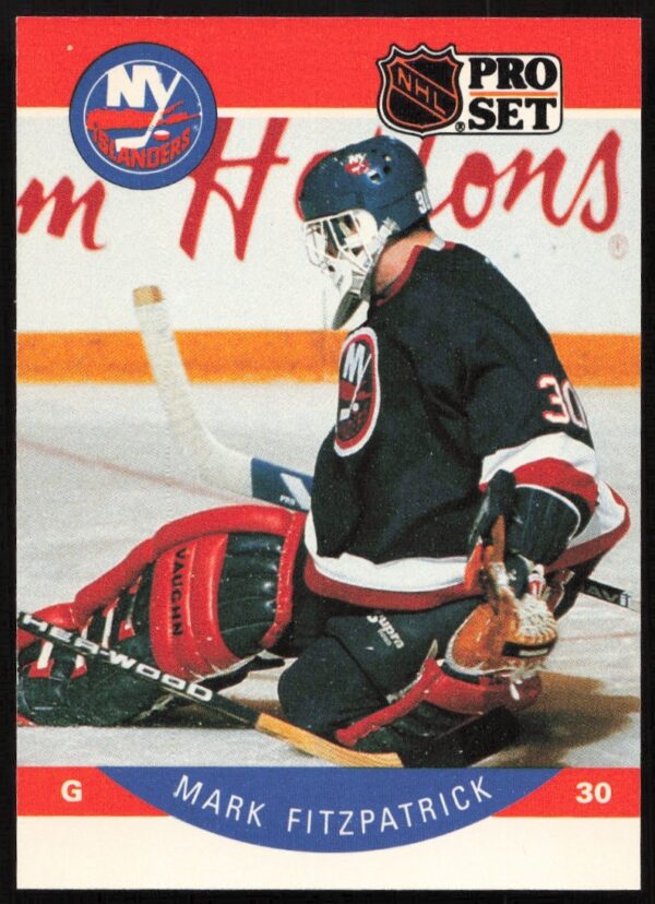 Mark Fitzpatrick 1990-91 Pro Set NHL Hockey Card #181, showcasing player in action.