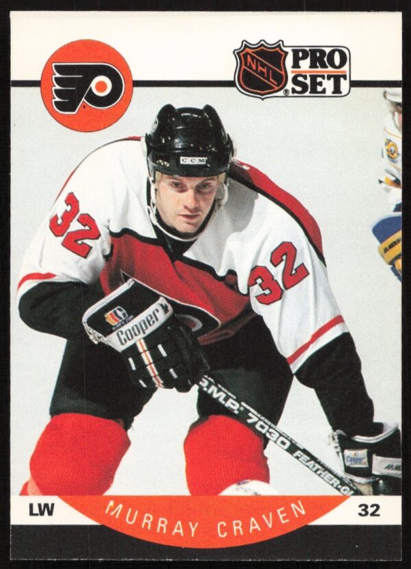 1990-91 Pro Set NHL trading card of Murray Craven, #214, in uniform on ice.