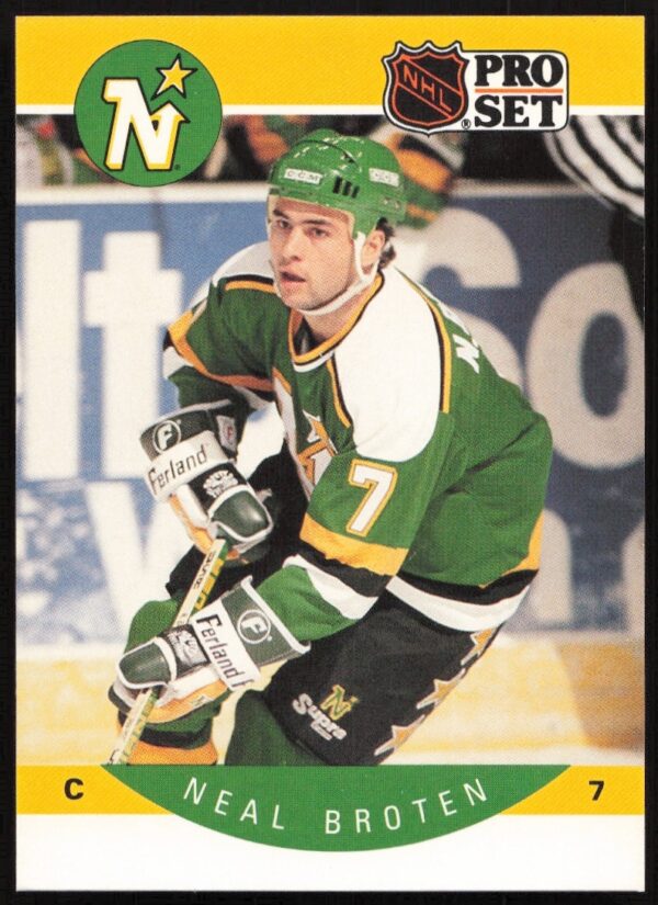 1990-91 Pro Set NHL card featuring Neal Broten in action, card #132.