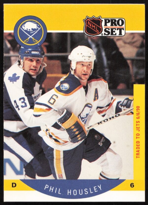 Front view of 1990-91 Pro Set NHL card featuring Phil Housley, card number 21.