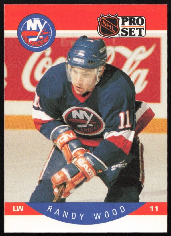 1990-91 NHL Pro Set Randy Wood trading card #194 featuring action shot.