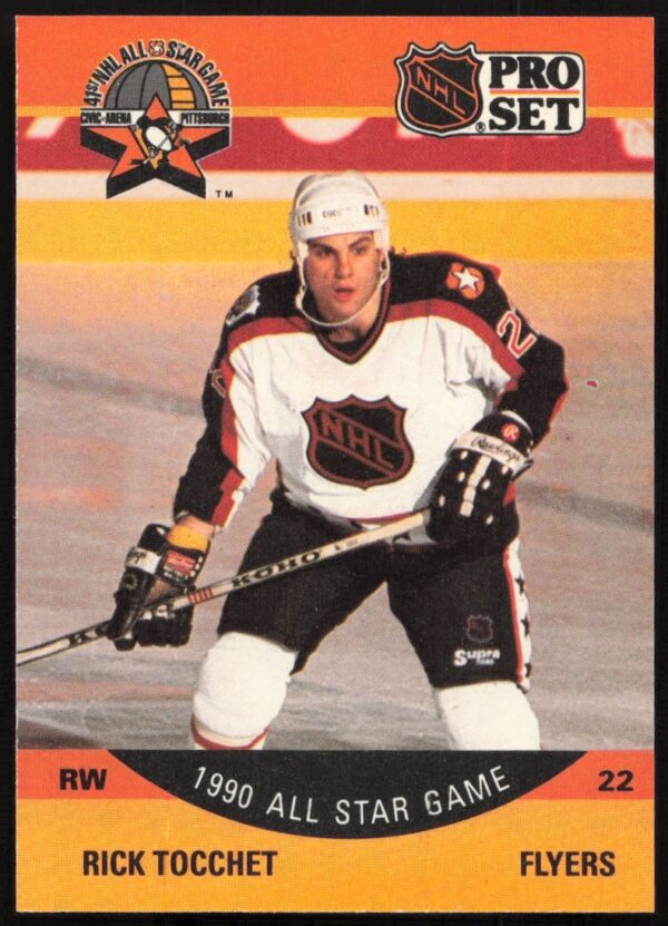 Rick Tocchet 1990-91 NHL Card #374: Philadelphia Flyers ice action shot.