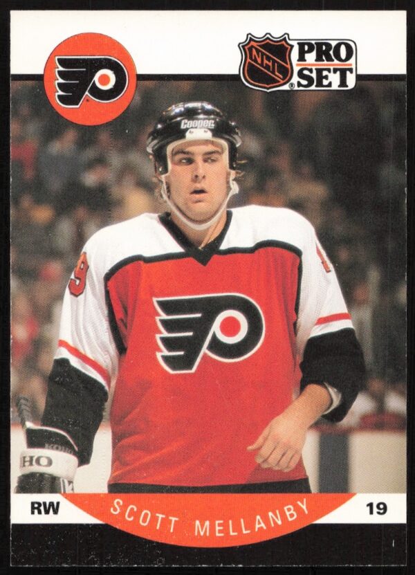 Scott Mellanby 1990-91 NHL card #220, Philadelphia Flyers action shot.