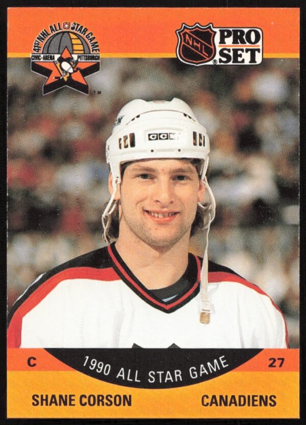 1990-91 Pro Set NHL card, Shayne Corson name error, collectible #369.
