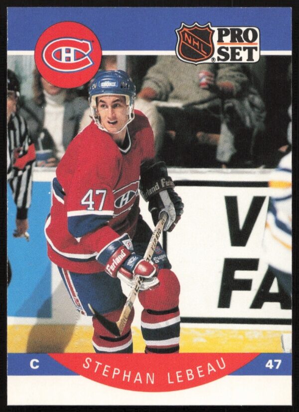 Stephan Lebeau 1990-91 NHL Pro Set Card #152, Montreal Canadiens action shot.