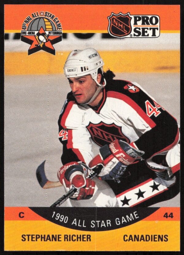 Stephane Richer 1990-91 Pro Set NHL Card #370 Front View, Montreal Canadiens Star in Action.