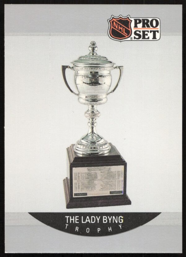 1990-91 Pro Set NHL card featuring Lady Byng Trophy for sportsmanship and excellence.