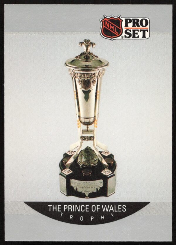 1990-91 NHL Pro Set card featuring the Prince of Wales Trophy, Eastern champion award.
